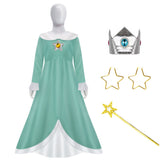The Super Mario Bros Princess Peach Outfits Cosplay Costume Green Lolita Dress Halloween Carnival Suit